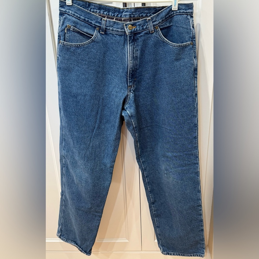 L.L. Bean Men's Flannel Lined Blue Jeans 37x32